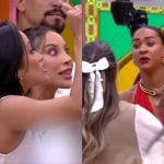 Renata e Eva em briga com Aline no BBB25