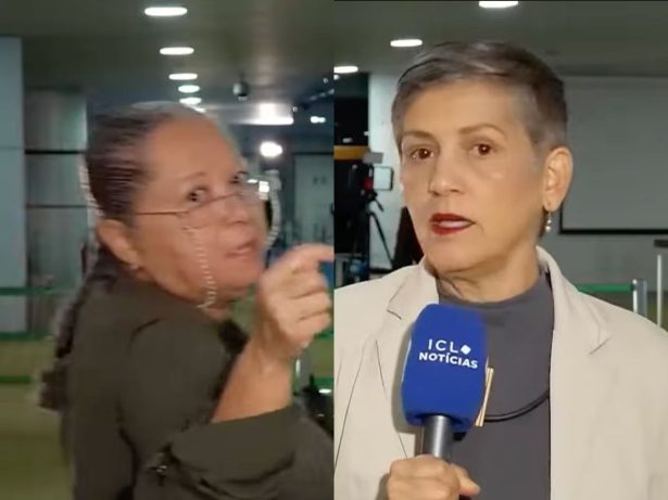 Mulher invade transmissão ao vivo, acusa repórter de fake news e leva invertida