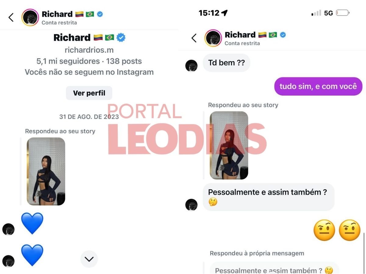 Portal LeoDias | Print da conversa entre suposta amante e Richard Ríos / Reprodução/Instagram: @lorraane