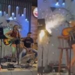 Notebook pega fogo e explode durante show e assusta cantora; veja o vídeo