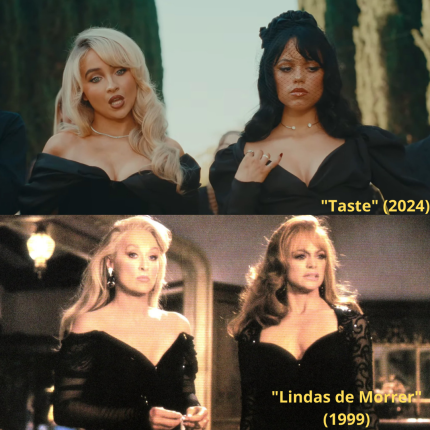 Absolutamente cinema! Confira as referências a filmes nos clipes de Sabrina Carpenter 3 Referência a "Morte Lhe Cai Bem" (1992) no clipe "Taste" (2024)