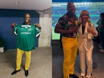 Terry Crews, de “As Branquelas”, assiste a jogo do Palmeiras em São Paulo