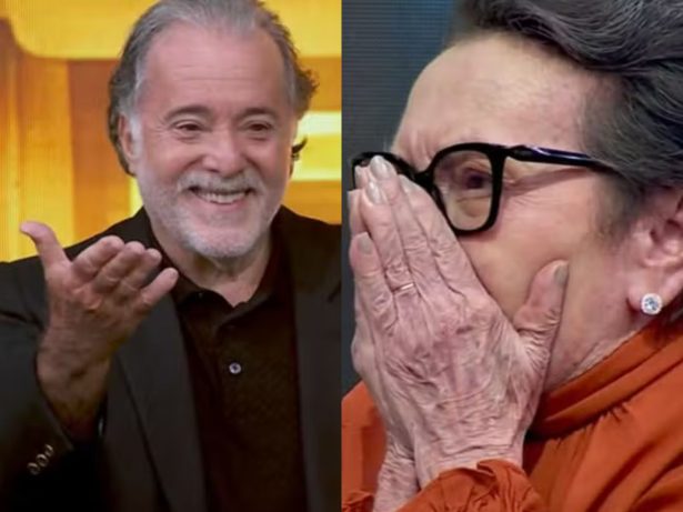 Atriz de “O Agente Secreto” realiza sonho de conhecer Tony Ramos e chora no “Domingão”