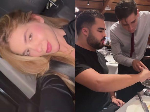 Treta? Que nada! Lucas Guedez surge com Virginia em churrascaria e faz a festa