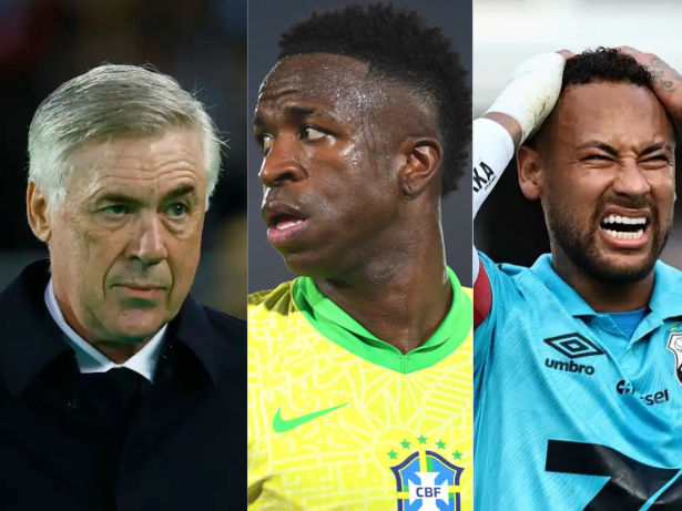 Ancelotti avalia Vini Jr. na Seleção e envia recado a Neymar: “Precisa recuperar forma”