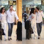 Aline Campos é flagrada aos beijos com o novo namorado em aeroporto no RJ