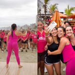 Personal Carol Vaz reúne centenas de mulheres em treinão na Praia Grande, no litoral de SP