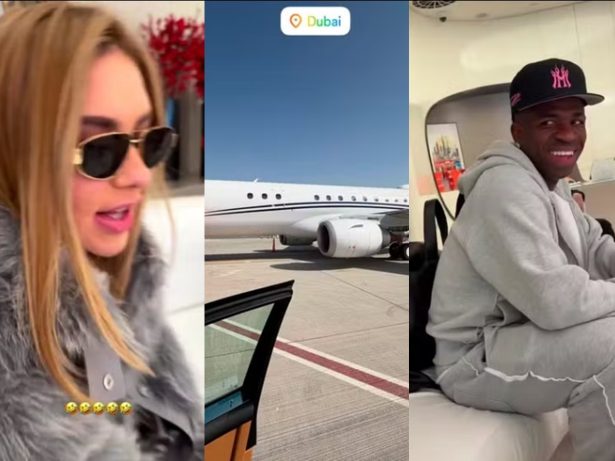 Virginia acompanha Vini Jr. em viagem para Dubai após jogo do Real Madrid