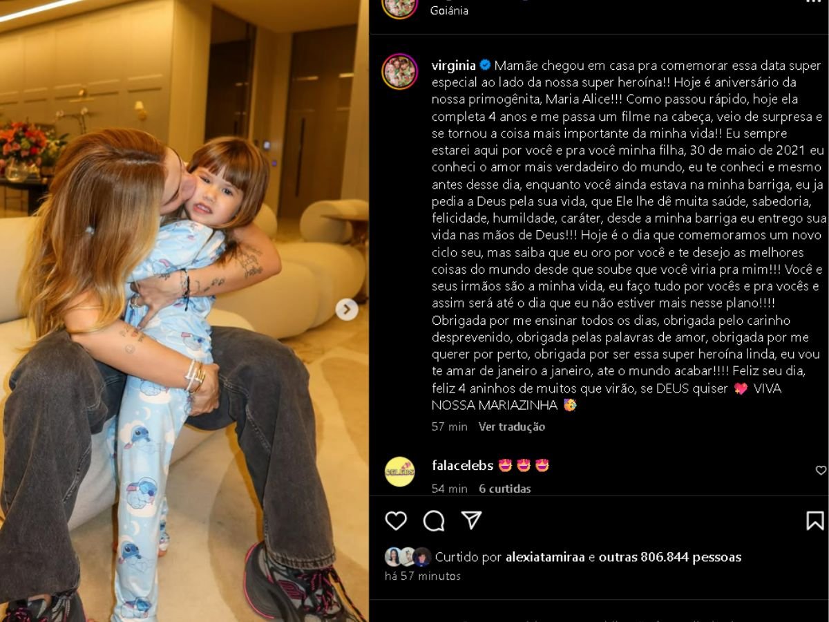 Virginia Fonseca faz post para Maria Alice