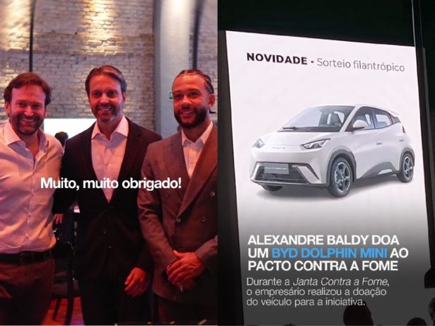 BYD doa carro elétrico ao Pacto Contra a Fome durante jantar beneficente em São Paulo