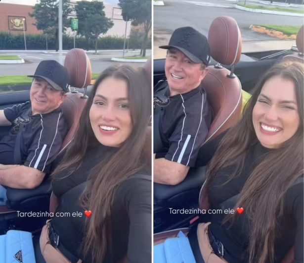 Namorada de Amado Batista compartilha passeio em carro de luxo com o cantor