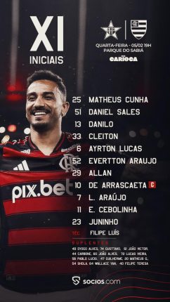 Escalação do Flamengo para a partida contra a Portuguesa desta quarta (5)