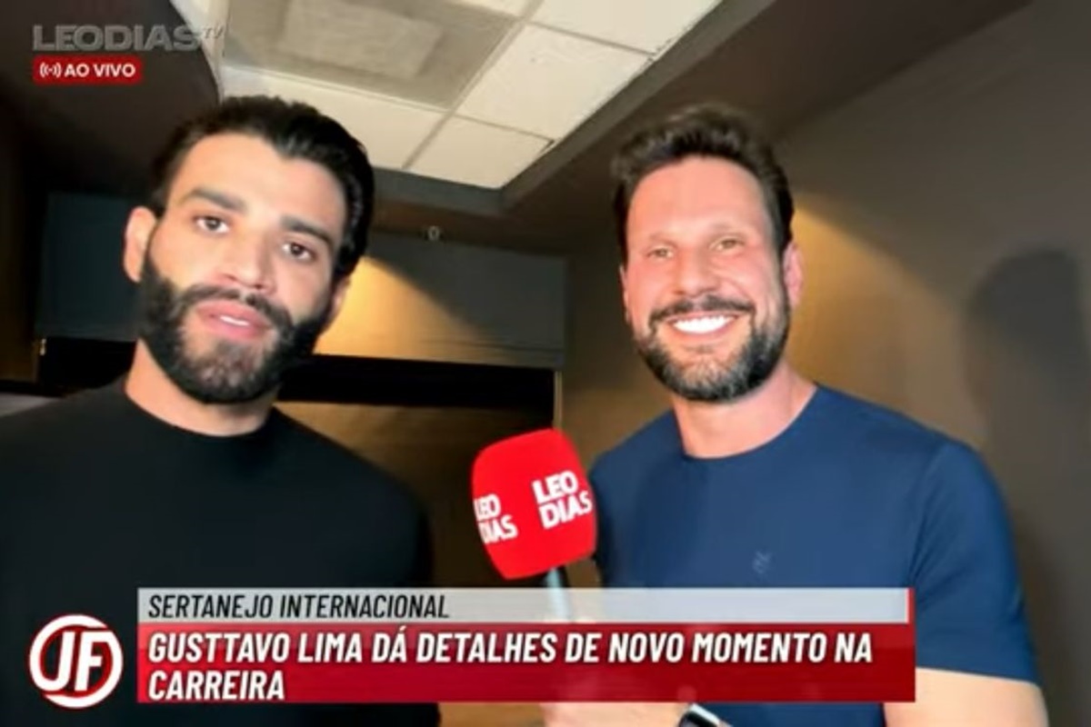 Gusttavo Lima em participação no "Jornal dos Famosos" 