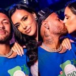 Acompanhado de Bruna Biancardi, Neymar Jr. se joga na folia da Sapucaí no Rio