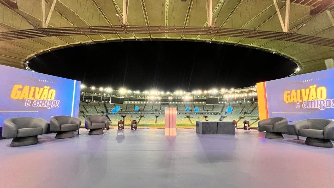 Estúdio do "Galvão e Amigos" montado no Maracanã / Reprodução: Band