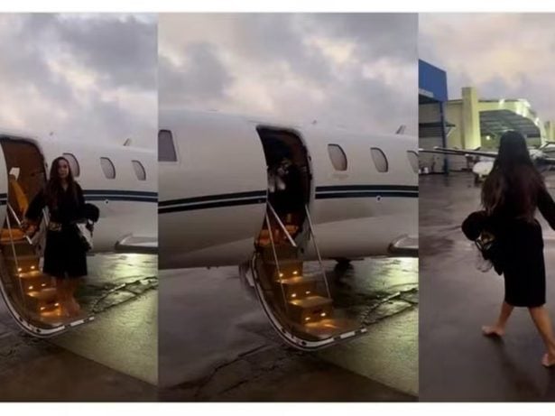 Após voo, Ivete Sangalo aterrissa de roupão e descalça: “Feliz”