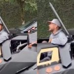 Neymar testa novo automóvel, réplica do Batmóvel, que custou mais de R$ 8 mi
