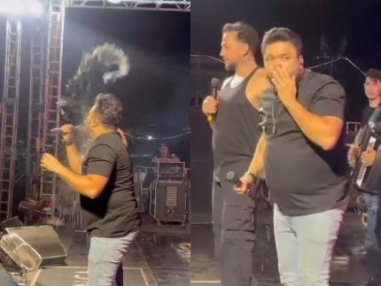 Cantor de forró é atingido por lata de cerveja no rosto e termina show sangrando