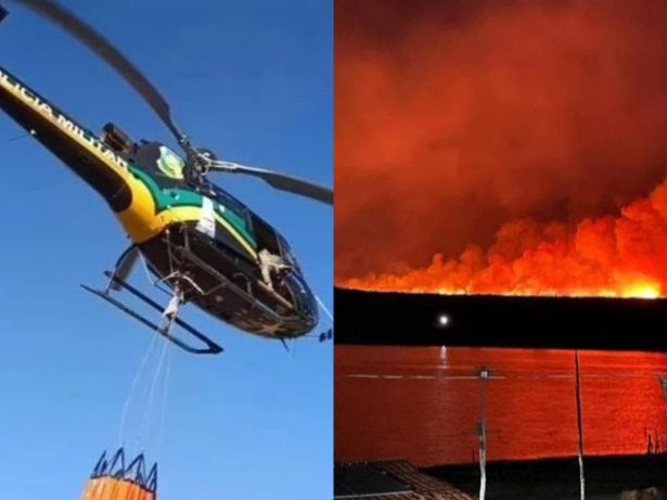 Helicóptero ajuda a controlar incêndio que já consumiu 85 km de mata no Piauí