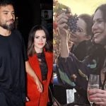 Discreta, Sandy participa de comemoração de aniversário da sogra em vinícola