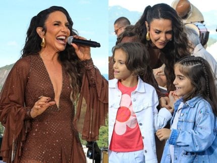 Ivete Sangalo recebe as filhas no palco durante gravação do “Ivete Clareou”