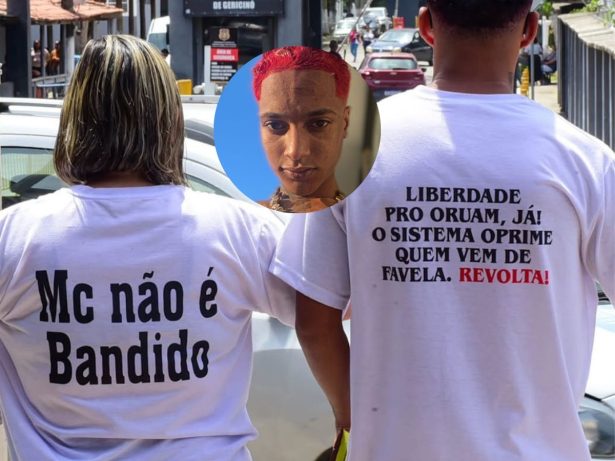 Fãs aguardam a liberação e protestam pela liberdade de Oruam em frente ao presídio de Bangu