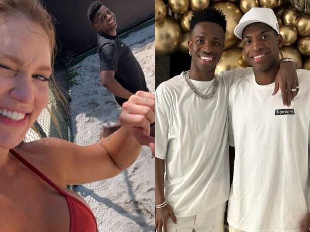 Virginia se diverte em jogo de beach tennis com Netinho, irmão de Vini Jr.