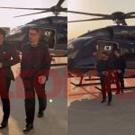 Carlinhos Maia e Lucas Guimarães chegam juntos de helicóptero no casamento de Mari Fernandez