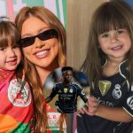 Virginia posta foto de Maria Alice com camiseta do Real Madrid, time de Vini Jr.