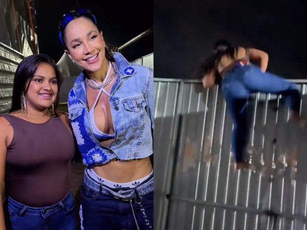 Michele Andrade leva susto após fã pular muro para tirar foto, mas atende ao pedido