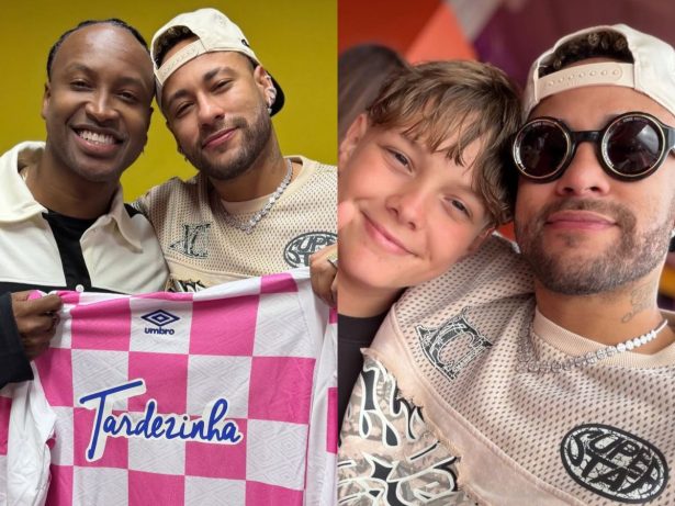 Neymar Jr. prestigia show de Thiaguinho e curte “Tardezinha” ao lado de Davi Lucca