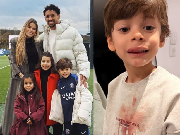 Susto em casa: filho de Marquinhos, do PSG, sofre queda e vai parar no hospital