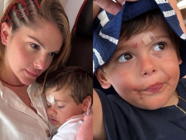 Bárbara Evans relata susto após o filho sofrer queda com óculos: “Entrou na testa”