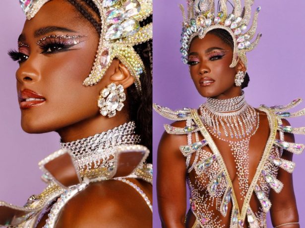 Erika Januza brilha com fantasia em homenagem a Mestre Ciça para cruzar a Sapucaí