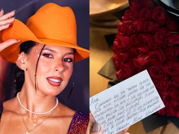 Ana Castela ganha buquê de flores de cantor sertanejo e celebra parceria profissional