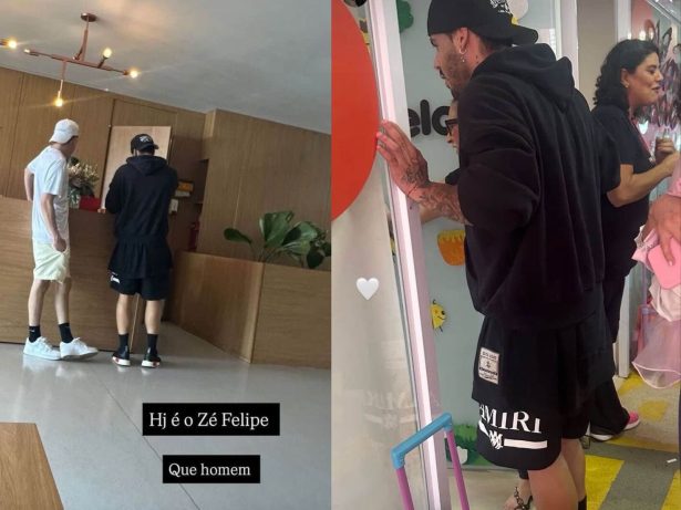Acordou cedo! Zé Felipe é fotografado buscando os filhos na escola em Goiânia