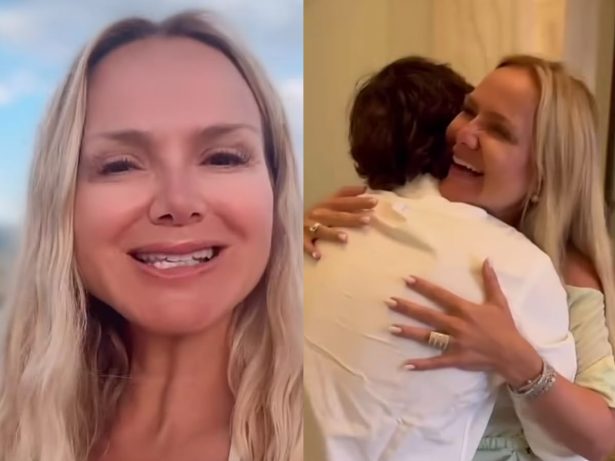 Eliana mostra emoção ao reencontrar o filho e explica motivo da distância: “Orgulhosa”