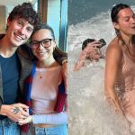 Irmã de Shawn Mendes é batizada em praia no RJ e leva caldo ao lado do cantor
