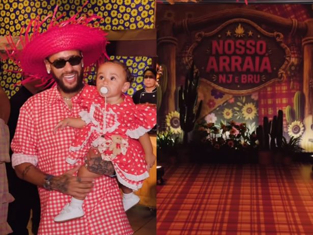 Neymar Jr. entra no clima junino em festa fora de época no Guarujá; veja detalhes