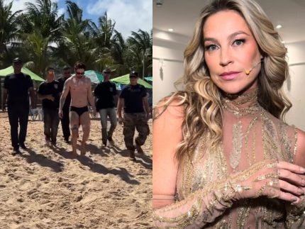 Rico vai à praia escoltado após confusão com Luana Piovani: “Vai que encontro uma doida”