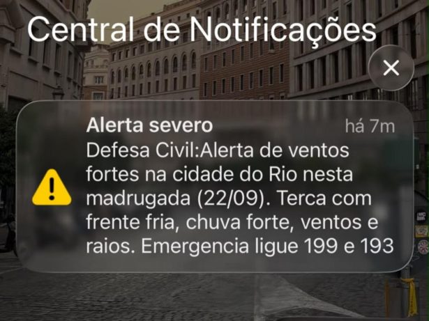 Defesa Civil emite alerta para ventos fortes e chuva no Rio