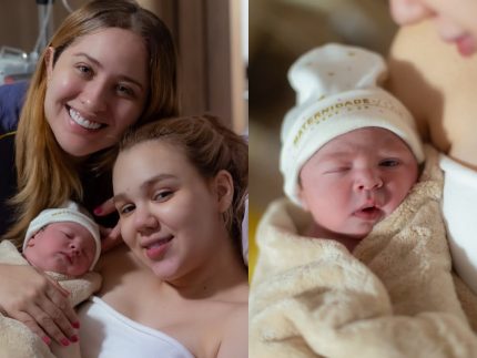 Mari Fernandez e Júlia Ribeiro mostram pela 1ª vez o rostinho da filha Isabela