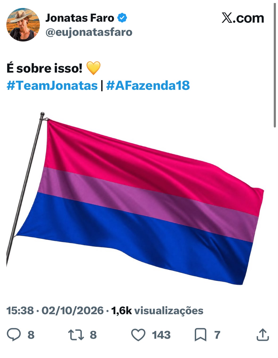 Créditos: X/@eujonatasfaro Créditos: X/@eujonatasfaro
