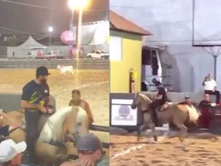 Henrique, dupla de Juliano, cai de cavalo durante competição de vaquejada em Pernambuco
