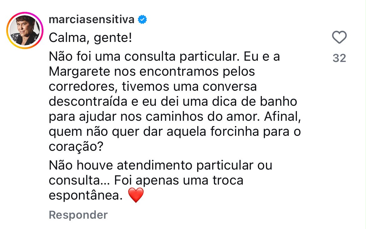 Márcia Sensitiva explica confusão envolvendo Margareth Serrão / Foto: Instagram
