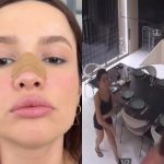 Cachorro empurra Juliette contra porta de vidro e ela brinca: “Quase quebrei o resto do nariz”
