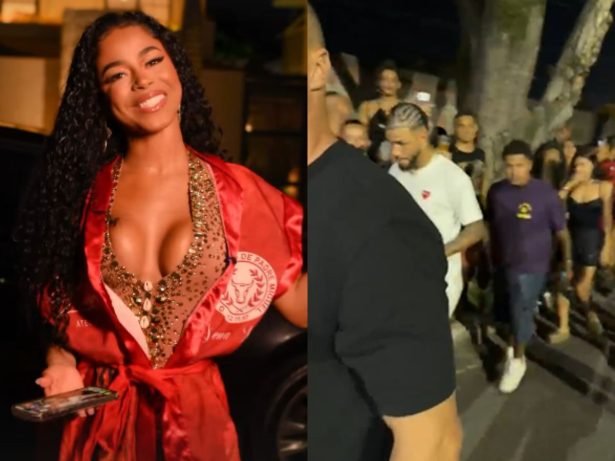 Nathan Santos faz primeira aparição pública ao lado de Lorena Maria em ensaio de Carnaval
