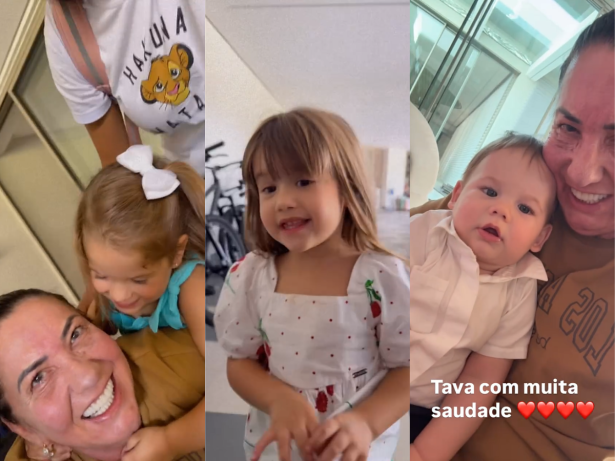 Após fim de semana na fazenda, filhos de Virginia voltam para casa e ganham carinho da avó