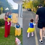 Mavie, filha de Biancardi e Neymar, rouba a cena com fantasia de Branca de Neve