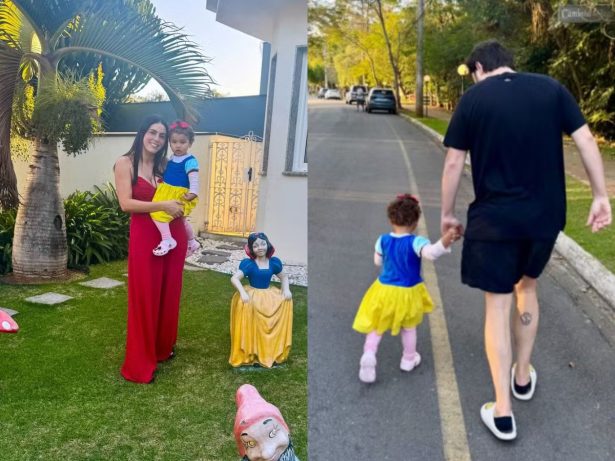 Mavie, filha de Biancardi e Neymar, rouba a cena com fantasia de Branca de Neve